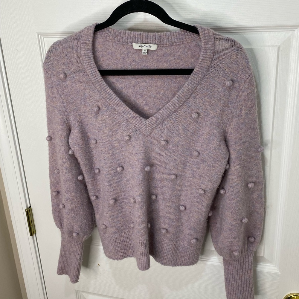 Madewell purple pink long sleeve v neck sweater, size xsmall - Picture 3 of 10